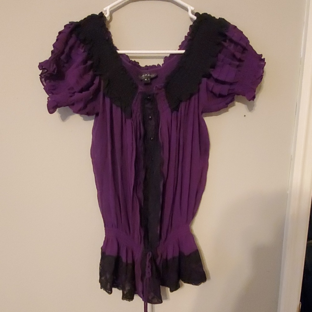 Purple and black blouse sheer